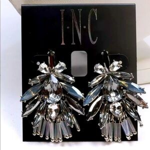 INC International Concepts Silver Tone Crystal Drop Earrings